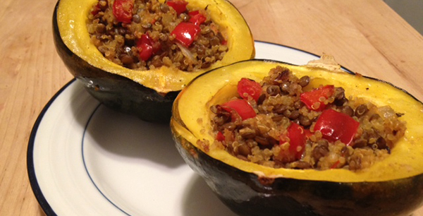 Lentil and Quinoa Stuffed Acorn Squash