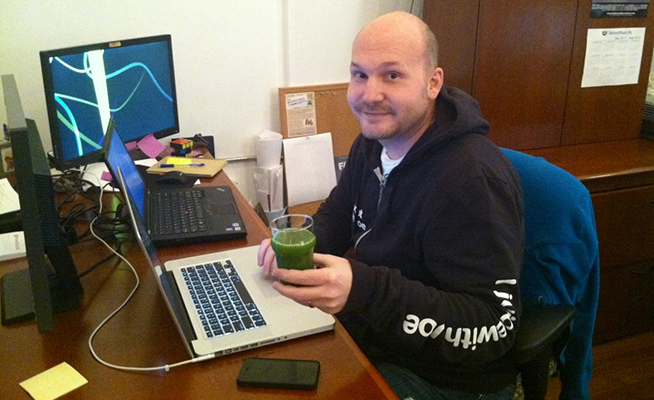 Chris Enjoying a Green Juice
