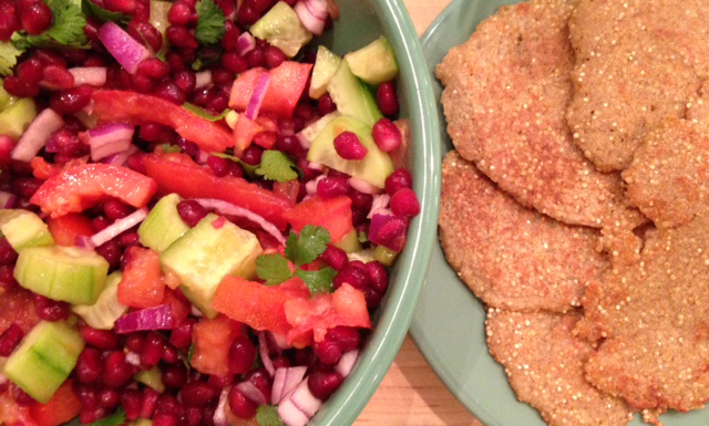 Pomegranate Salsa and Quinoa Dosas