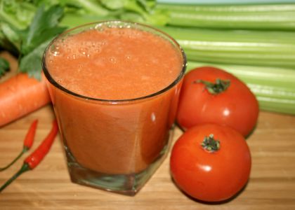 Tomato juice in a glass
