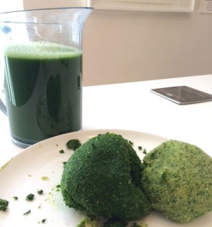 Balls of kale pulp