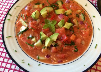 Chilled soup in bowl